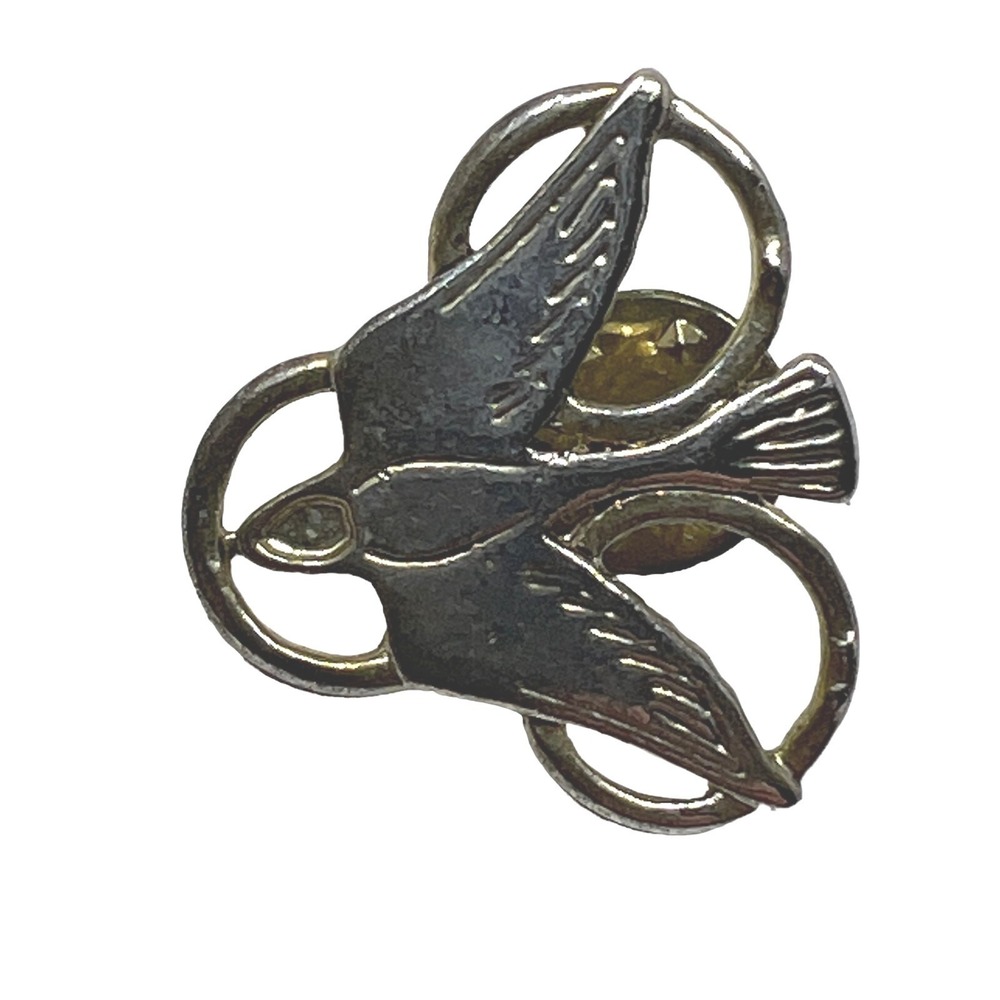 Dove Holly Trinity Circle Pin Silver Tone Confirmation Gift
